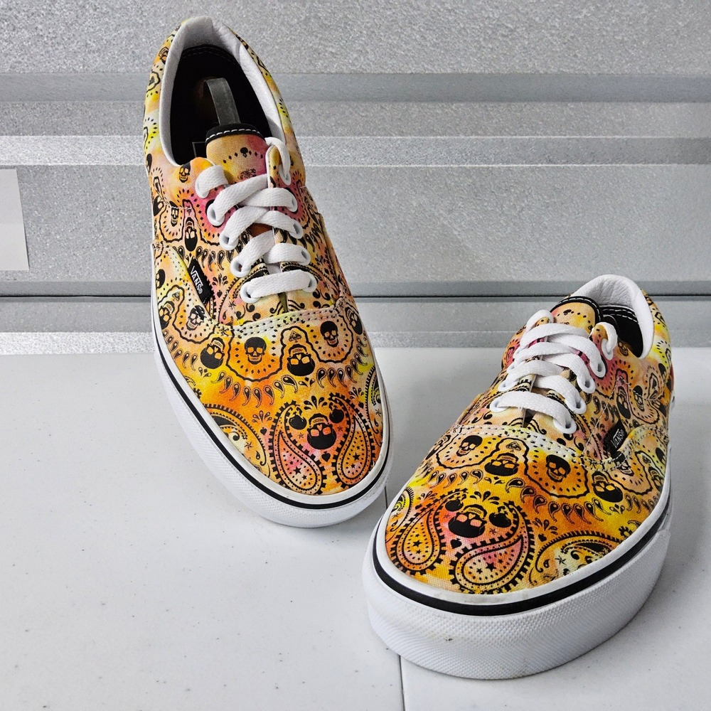 Vans Era Skull Paisley Bandana Sneakers Men's Size 8 Yellow Orange Skate Shoes